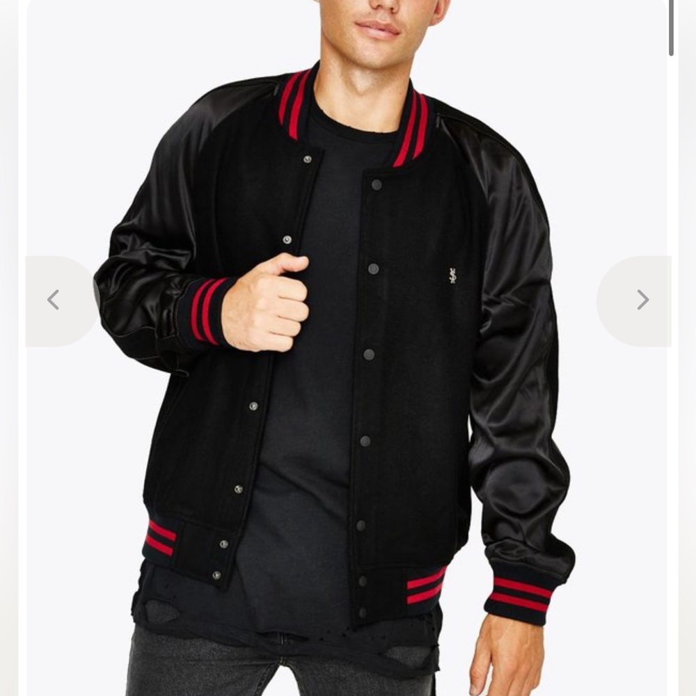 KSUBI Black Varsity Bomber Jacket Men’s Large